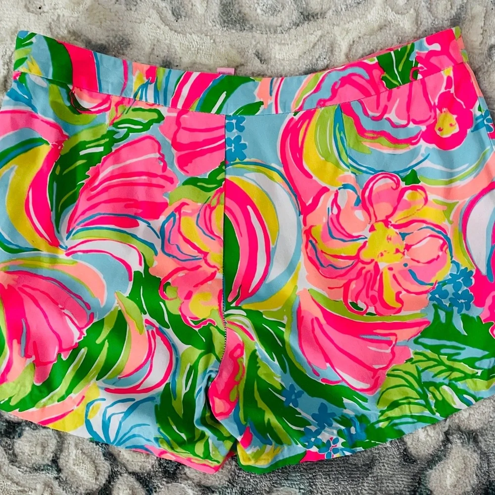 Lilly Pulitzer Bright Pink Multicolor Floral Print Shorts